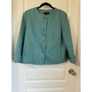 TALBOTS “JACKIE FIT” SCOOP NECK 100% LINEN JACKET